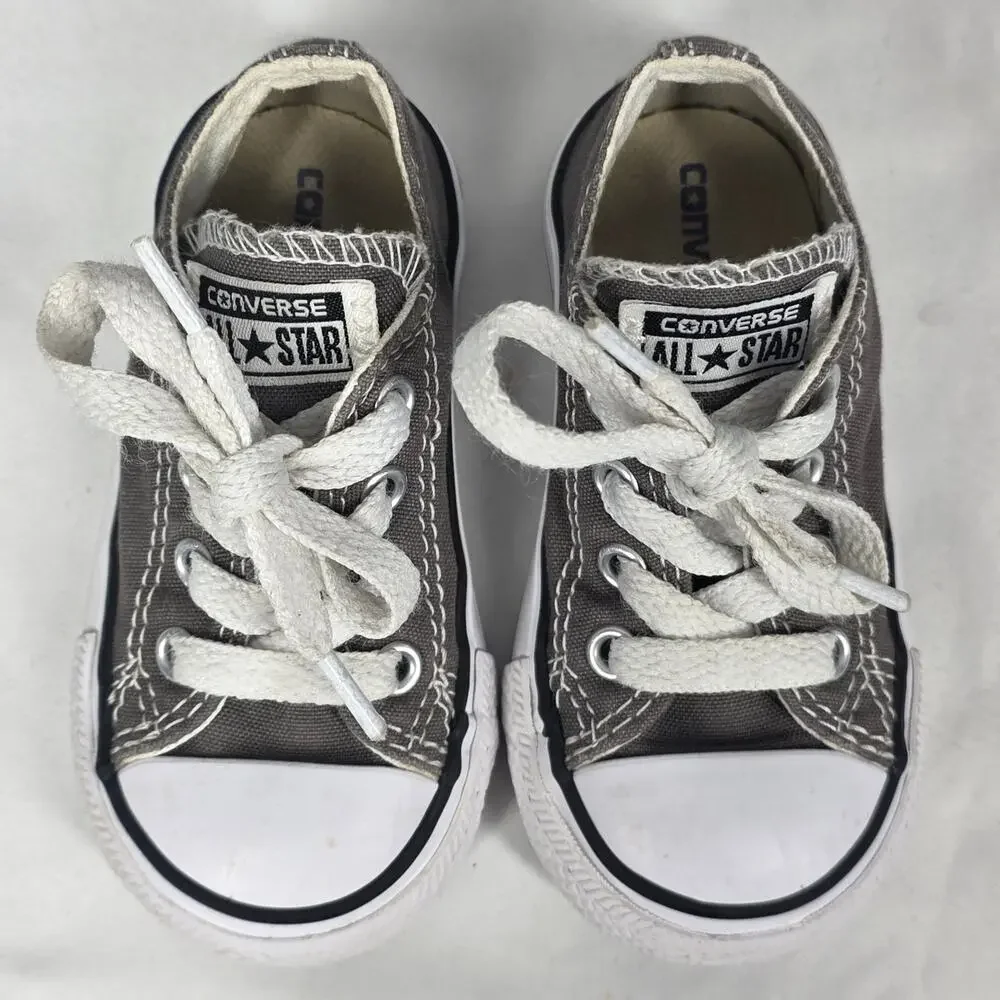 CONVERSE INFANT SNEAKERS – SIZE 5 – GRAY CANVAS RUBBER TOE – CLASSIC CHUCK STYLE
